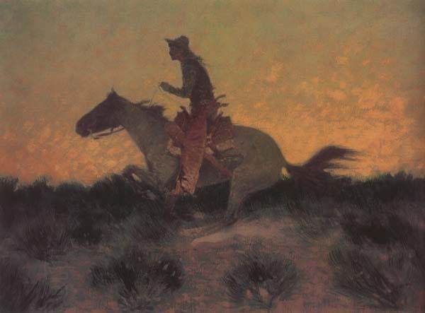 Frederic Remington Against htte Sunset (mk43) China oil painting art